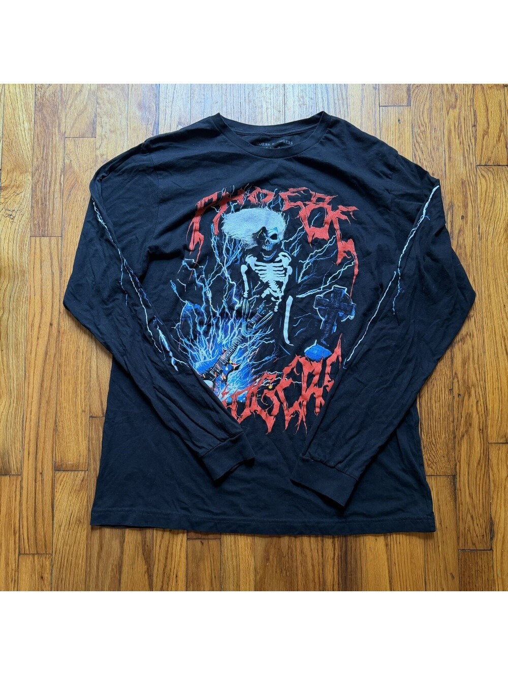 Phoebe Bridgers Y2K Crewneck XL Black Long Sleeve Shirt Skeleton Lightning Metal